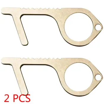 

2PCS Hygiene Hand Anti microbial Brass EDC Door Opener & Stylus Portable Press Elevator Tool Door Handle Key
