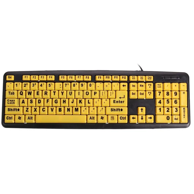 

USB Big letters Yellow button Elderly keyboard