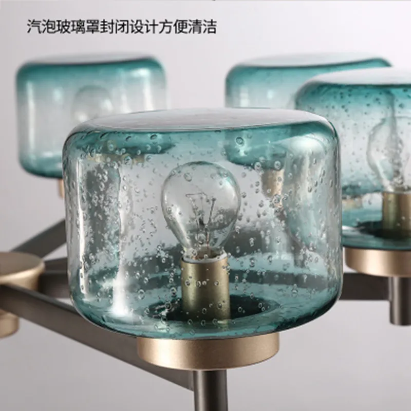 Современные градиентные синие/прозрачные стеклянные оттенки E14 Led люстра металлическая светодиодная подвесная люстра освещение гостиная лампа