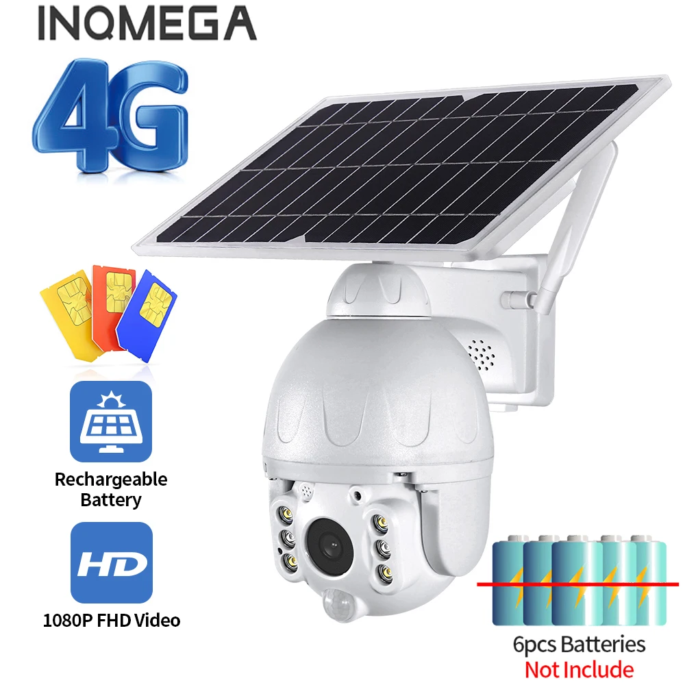 Камера INQMEGA 1080P HD 4G на солнечной батарее с низким энергопотреблением двусторонняя
