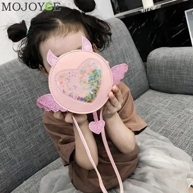 

Cute Girls Handbag Kids Bag Messenger Shoulder Bag Glitter Transparent Love Heart Casual PU Leather Kids Girls Crossbody Bags