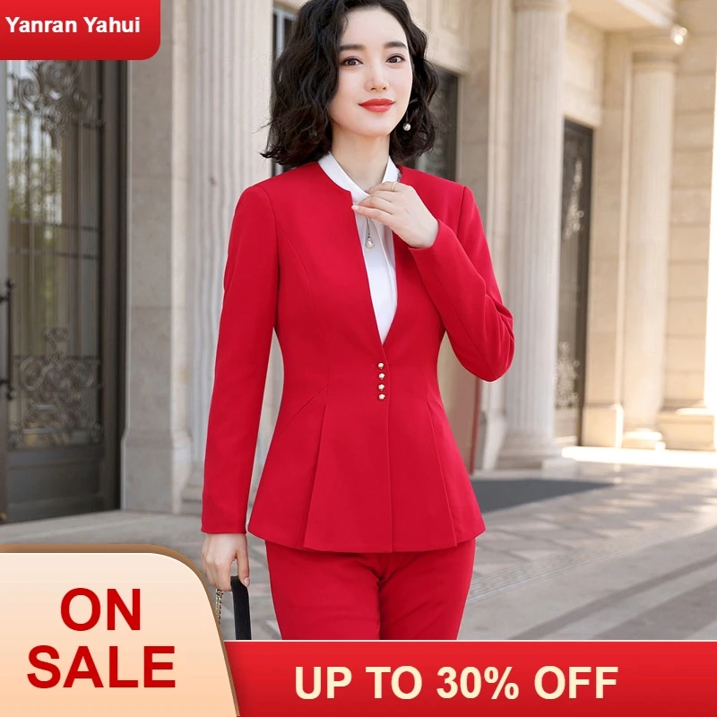 

Naviu new fashion women suit high quality two pieces set for autumn and winter clothes formal office workwear