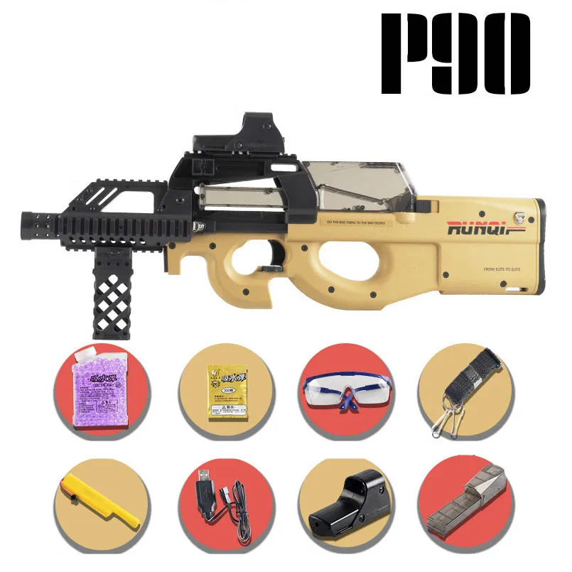 Tanie Elektryczny P90 pistolet zabawkowy woda kula Paintball Sniper pistolet Graffiti na żywo CS Assault Snipe gra na zewnątrz broń zabawki dla chłopców dziecko