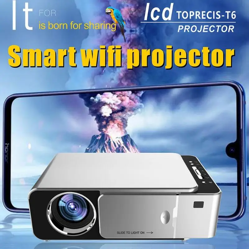 

T6 LED Video Projector HD 720P Portable HDMI Option Android Beamer Support 4K Full HD 1080p Home Theater Cinema