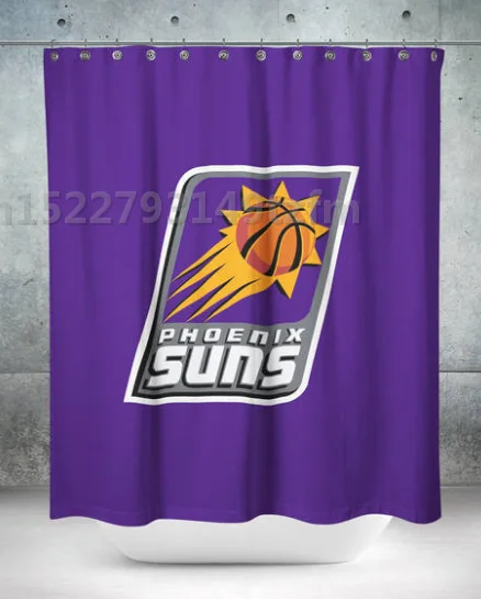 Водонепроницаемая занавеска для душа s Phoenix Suns NBA, занавеска для душа из полиэфирной ткани, занавеска для ванной комнаты с 12 крючками