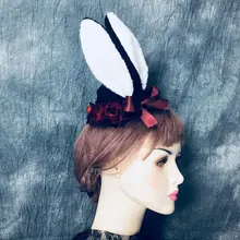 Женская Ретро шапка с кроличьими ушками, искусственная Роза, бант, заколка для волос, искусственная Роза, бант, заколка для волос