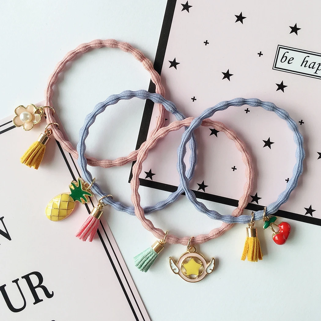 

6pcs/set Cute Cartoon Scrunchie Women Girls Elastic Hair Rubber Bands Accessories For Girls Lady Tie Hair Rope Headdress