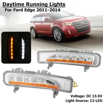 

2Pcs/Pair LED Daytime Running Light for Ford Edge 2011 2012 2013 2014 Car Daytime Lamp DRL with Turning Yellow Signal Relay