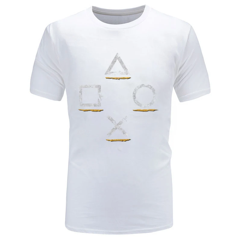 Coupons Mens Tees PlayStation_Button_Icons_Uncharted_Style__9096 Party Tshirts 100% Cotton Short Sleeve Hip hop T Shirt O-Neck PlayStation_Button_Icons_Uncharted_Style__9096 white