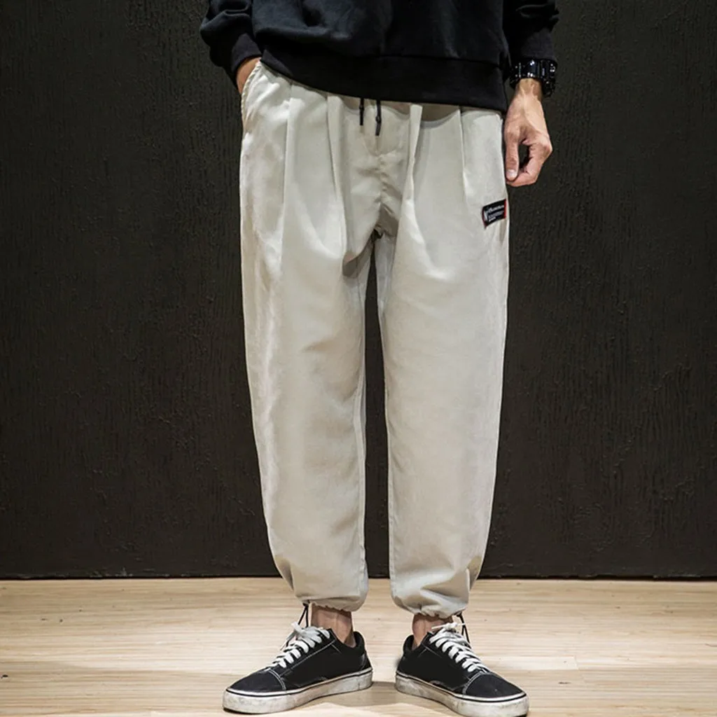 Мужские новые штаны для отдыха, девять минут, модные однотонные брюки, брюки-карго длиной до щиколотки, спортивные повседневные брюки