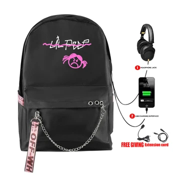 

Hot Sale Rap Lil Peep backpack Usb Rechargeable Schoolbag Fashion Women's Shoulder Travel Bag Print Hip Hop Teenage Girls bag