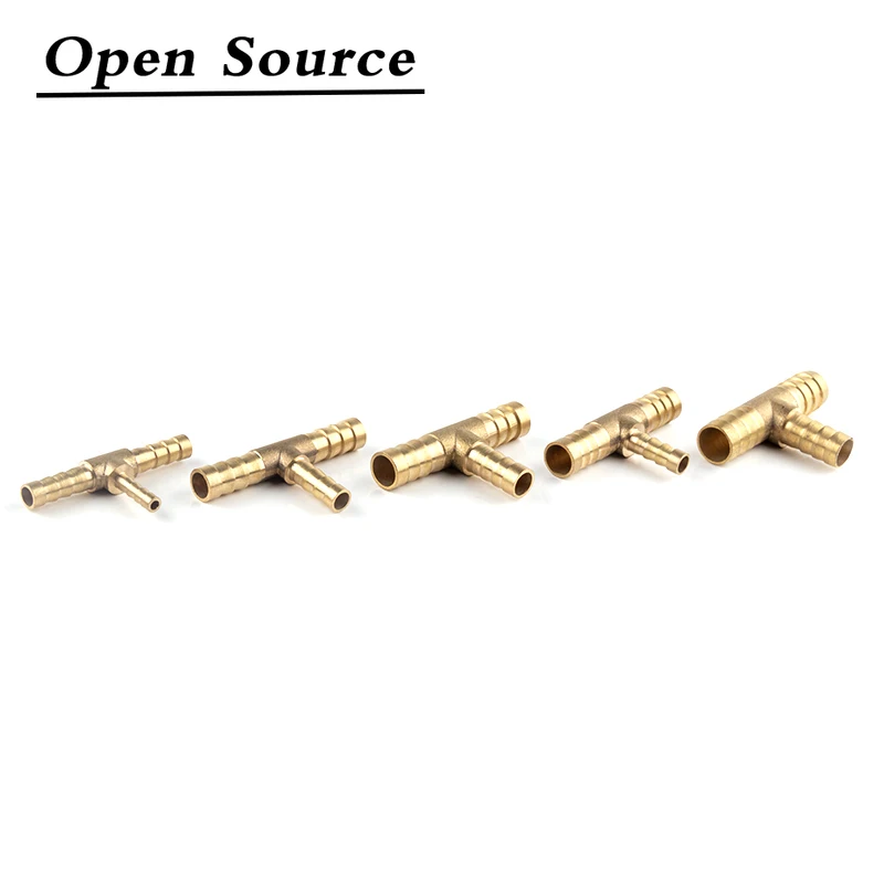 4 5 6 8 10 12 14 19 mm Brass Pneumatic Tower Barb Pipe Fittings T-type Tee Oil Water Gas Adapter