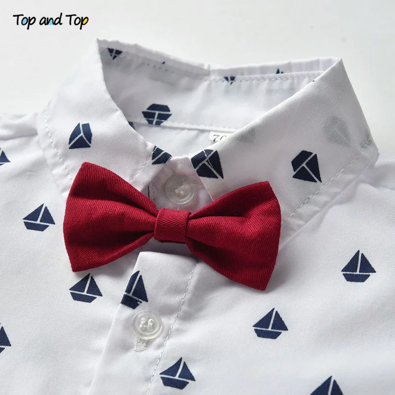 Boys Clothing Set Cotton Long Sleeve Bowtie Shirt + Waistcoat + Pants 3Pcs Kids Casual