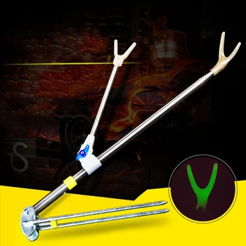 

Fishing Rods Holder Telescopic Detachable Night Luminous Stainless Steel Hand Rod Bracket Rest Mount With Ground Pins