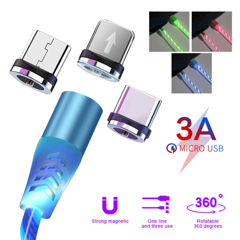 

Colorful Streamer Magnetic Type C Micro USB Cable Fast Charging Pin- Data Line for Xiaomi Huawei For Samsung