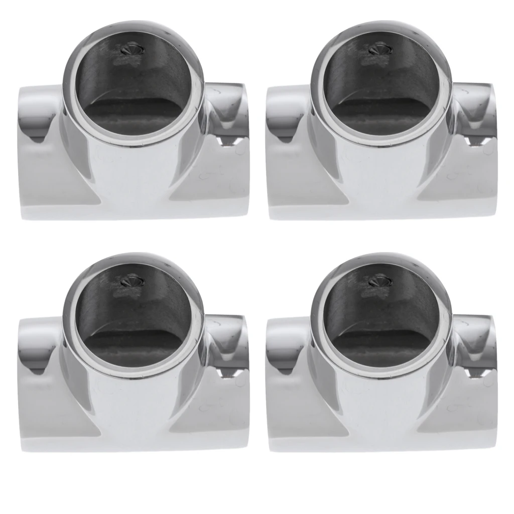 4pcs Durable 25mm 90 Degree Polished 316 Stainless Steel Boat Hand Rail Fittings Tee Hardware