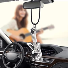 Автомобильная подвеска гитара с отделкой кристаллами подвесные украшения Подвески зеркало заднего вида украшение авто Декор Аксессуары для автомобилей Стайлинг подарки