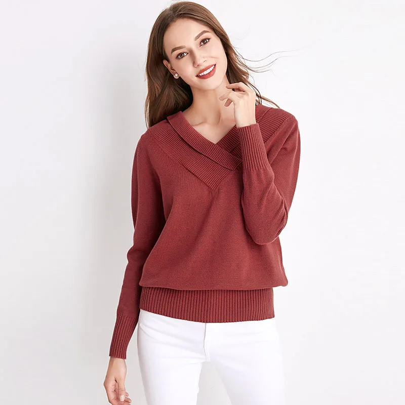 

Women's Jumper Suit Winter Women's Casual Long Sleeve Jumper V Neck Sweaters Blouse Tops Knit Sweater Women Thumb Hole Dames
