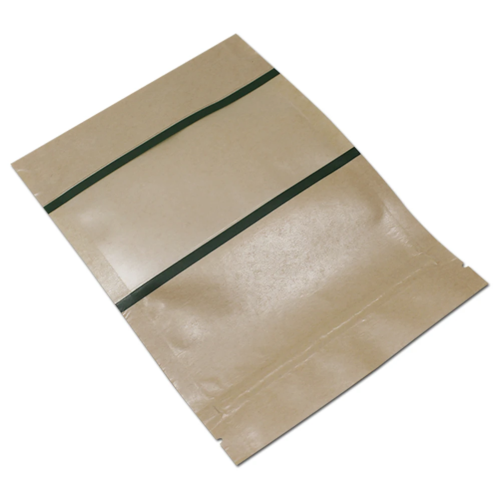 Коричневый Doypack крафт-бумажный мешок стоит вверх Ziplock посылка Сумки для свадьбы кофе закуски к чаю хранения прозрачные пластиковые пакеты с окошком