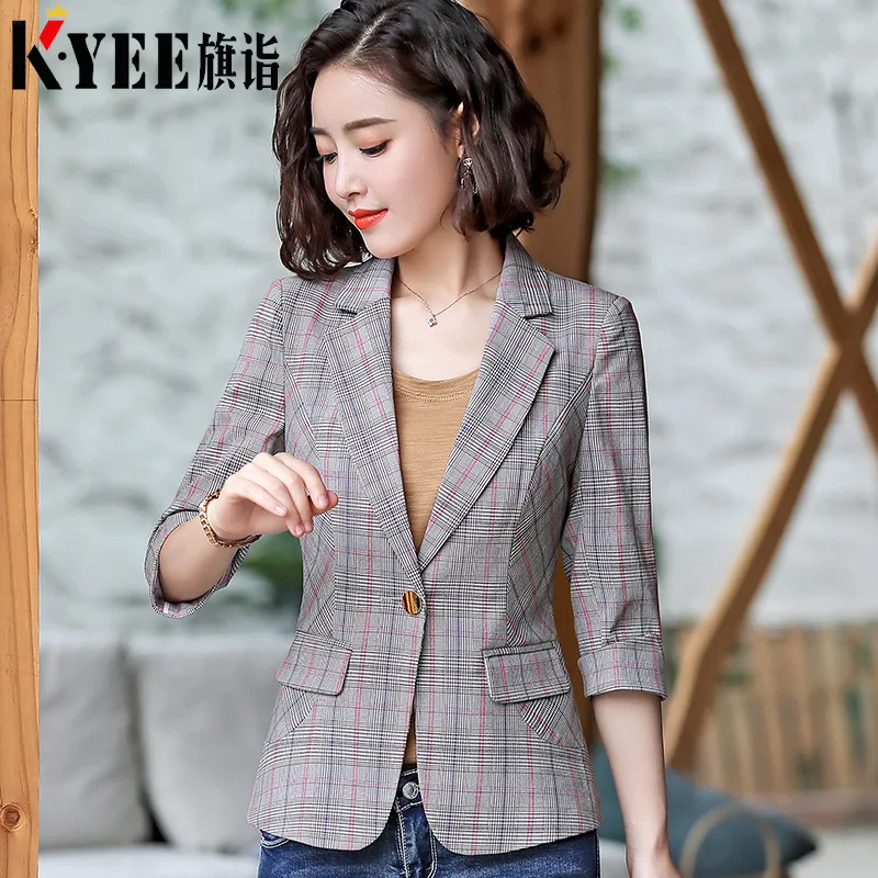 

Small Suit WOMEN'S Coat Spring And Autumn 2019 New Style Retro Plaid British Style CHIC Online Celebrity Pattern Blazer