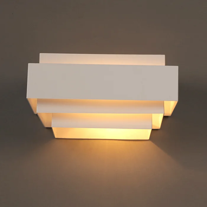 

Europe Concise Modern Hotel Bedroom A Living Room Bedside Lamp Aisle Wall Lamp Originality Iron Lamp Square Led Wall Lamp