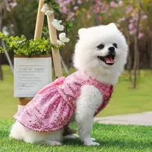 

Dog Princess Dress skin friendly comfortable Bow-knot Decor Sequins Design Polyester Adorable Two-legged Pet Skirt for Party 202