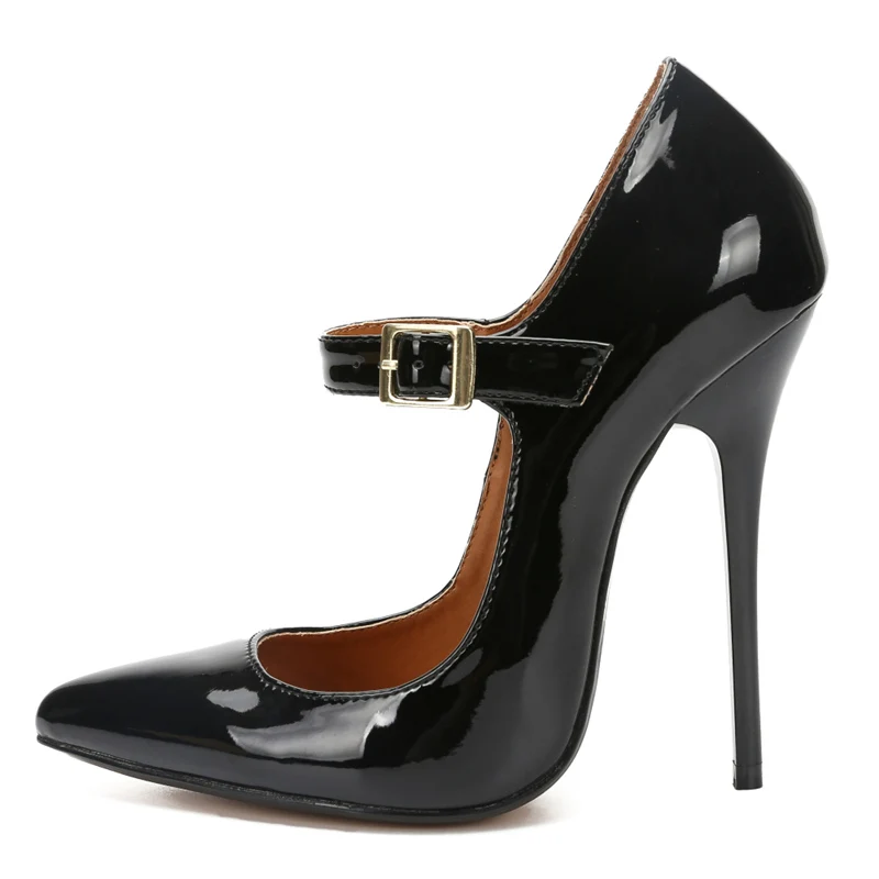 Large Size 48 Womens Heels 2021 Spring High Heels Sexy Mary Janes Women Shoes Pointed PU Leather Pump Women Wedding Party Shoes