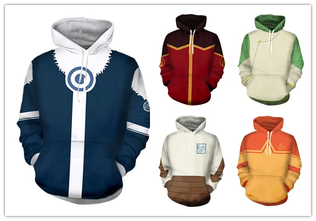Костюм Аватара Last Airbender толстовки для косплея модные на молнии с 3D-принтом