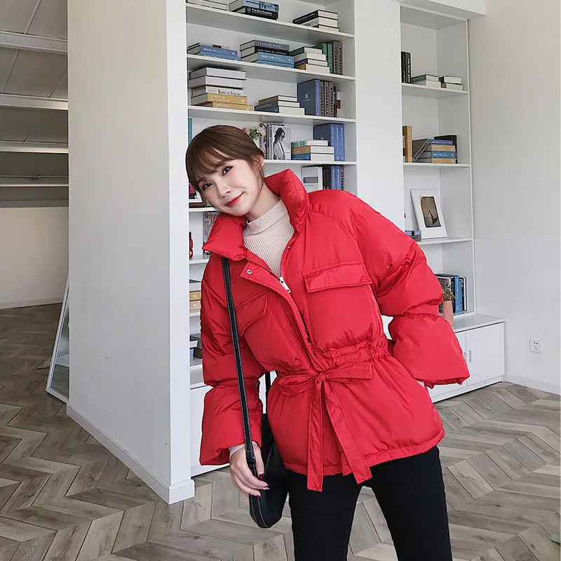 

According to Nalini Autumn And Winter down Jacket Cotton-padded Clothes Women's Hong Kong Flavor Loose Thick Slim Fit Waist Hugg