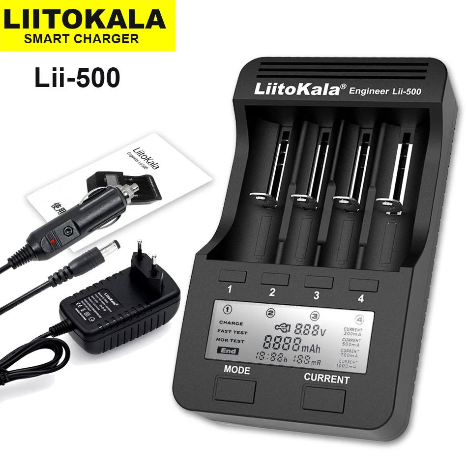 LiitoKala Lii-500S Lii-PD4 Lii-500 Lii-S6 3.7V 1.2V Battery Charger 18650 26350 26650 18350 17500 AA AAA Batteries LCD Display