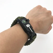 Открытый безопасности свистки для выживания компас с Паракордом браслет обертывание Кемпинг Туризм аварийный компас свисток парашют без кремня