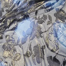 Шелковая Опаловая ткань 13 мм 44 ''114 см Ширина золотой металлик цветочный узор шелковая жаккардовая парча для женских платьев