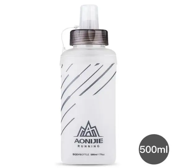 500ml AONIJIE 250 мл 500 мл мягкая колба складная бутылка для воды TPU бесплатно для бега гидратация Пакет Поясная Сумка жилет - Цвет: 500ml
