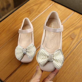 

High quality clean spring girl shoe slip-on pearls rhinestone princess party platform flats