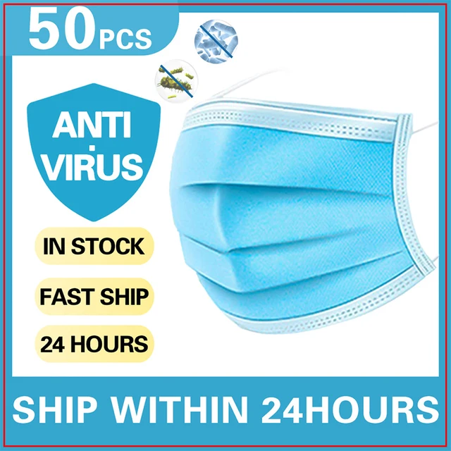 US $8.91  in Stock 10pcs/lot Antivirus Disposable Mouth Mask Virus Nonwove 3 Layer Men Women Face kids Dust m