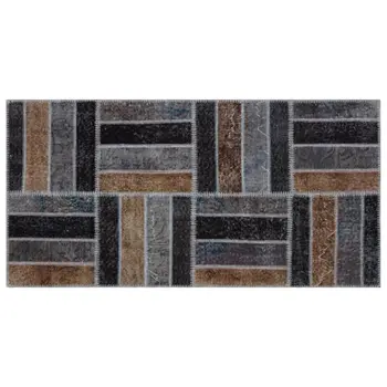 

Handmade Gray Vintage Overdyed Patchwork Area Rug 080x160 Cm-2'7''X5'3''