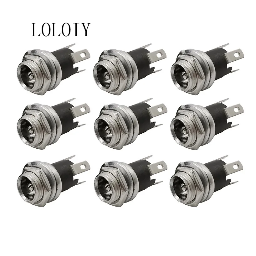 

DC-025M 5.5x2.1mm 3-Pin DC Power Socket Female Jack Panel Mount Terminal Electrical Supply Connectors With Nut 5.5*2.1mm DC-025M