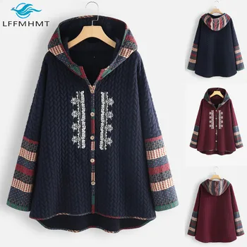 

Winter Fall New Fashion Single Breasted Long Sleeve Retro Embroidery Hoody Sweater Office Lady Casual Loose Folk Style Cardigan