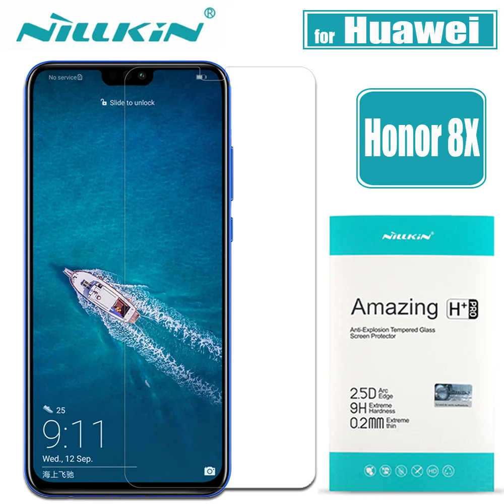 

Huawei Honor 8X Tempered Glass Screen Protector Nillkin 9H Hard Clear Safety Protective Tempered Glass on Huawei Honor 8X Nilkin