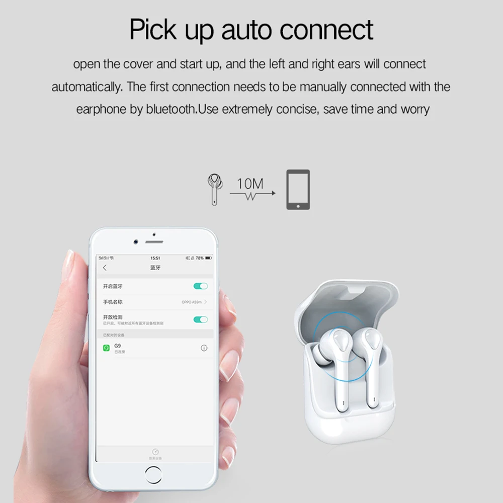 TWS True Wireless Earbuds Bluetooth 5 0 Earphone Bluetooth Music headphones Hi Fi Voice Touch Control Dual MIC Rogbid G9 mini
