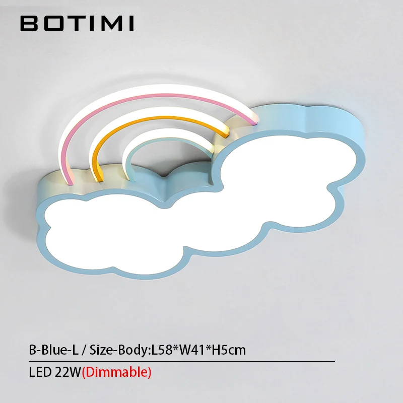 B-Blue-L Dimmable BOTIMI детский потолочный светильник в форме звезд для спальни, мультяшный облачный светильник для мальчиков, милый розовый потолочный светильник для девочек - Цвет корпуса: B-Blue-L Dimmable