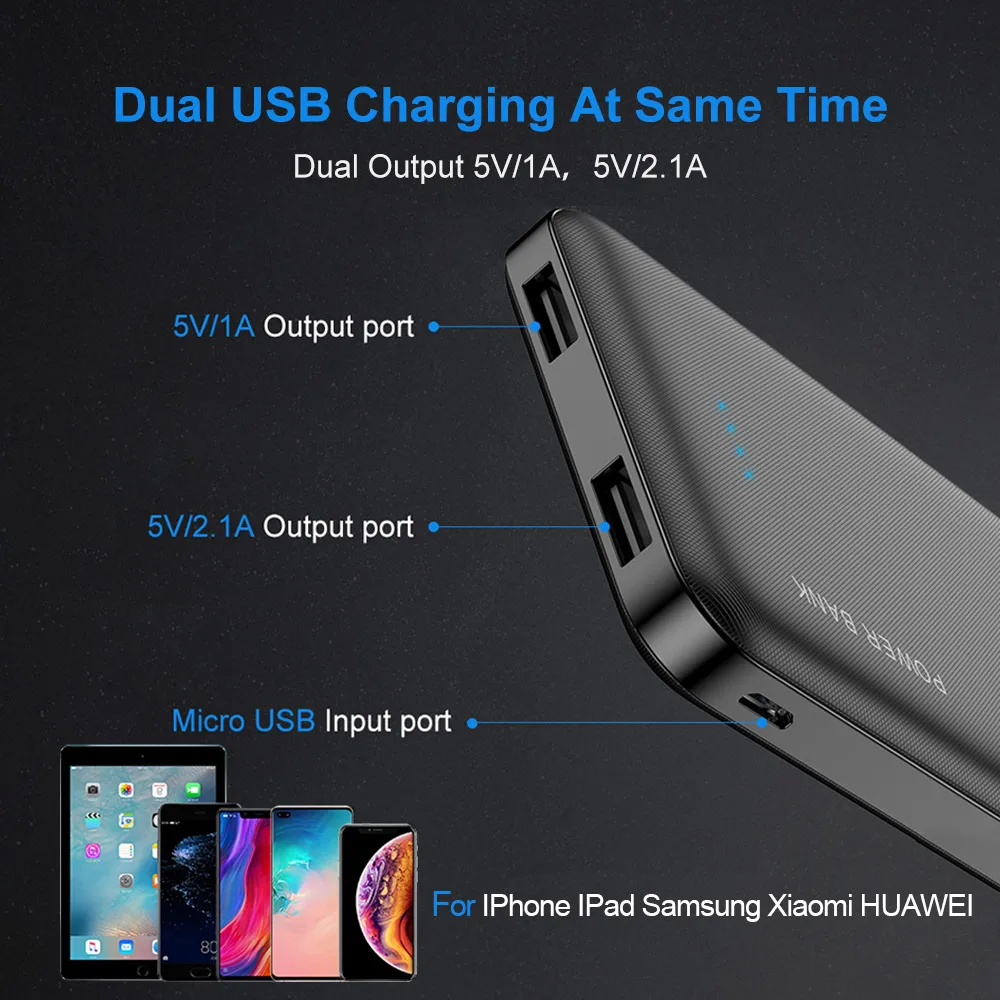 RAXFLY 10000 мАч power Bank для всех мобильных телефонов Dual USB портативный зарядный внешний