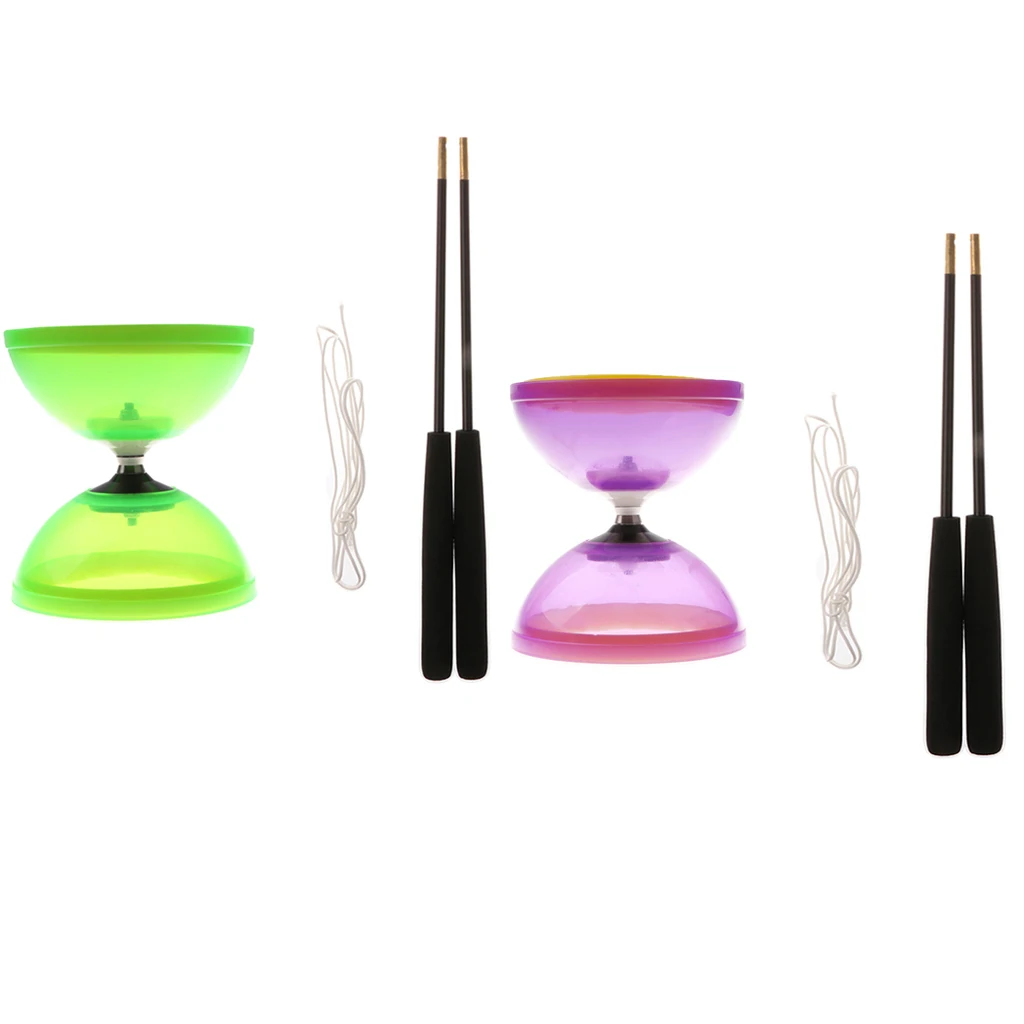 2x Professional 1-Bearing 5-inch Chinese Yoyo Diabolo Toy & Aluminum Sticks