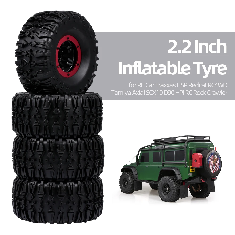 4pcs 135mm 2.2 Inch Rim Rubber Inflatable Tyre Tire Wheel for RC Car HSP Redcat RC4WD Tamiya Axial SCX10 D90 HPI Rock Crawler | Игрушки и