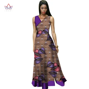 

New Style Summer African Dresses For Women 2020 African Print Clothing Sleeveless Sexy V-neck Maxi Dress Plus Size BRW WY1308