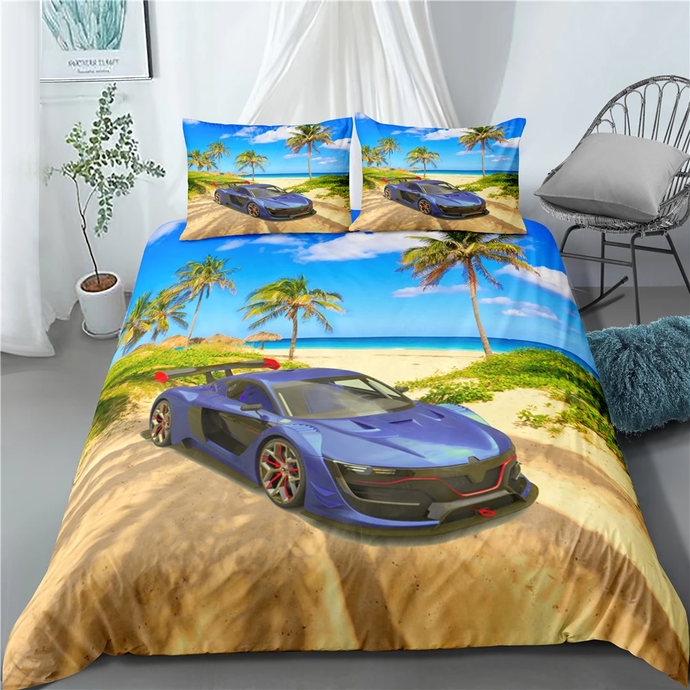 Tropical Beach Bedding Set Summer Holiday 2 3pcs Duvet Cover Pillowcase Cars Print Bed Linen Set Twin Full Queen King Bed Cover Bedding Sets Aliexpress