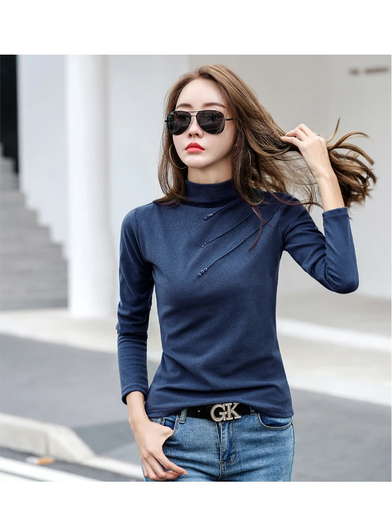 BOBOKATEER белая футболка женская одежда camiseta mujer половина водолазка футболка Женские футболки хлопок футболка женская