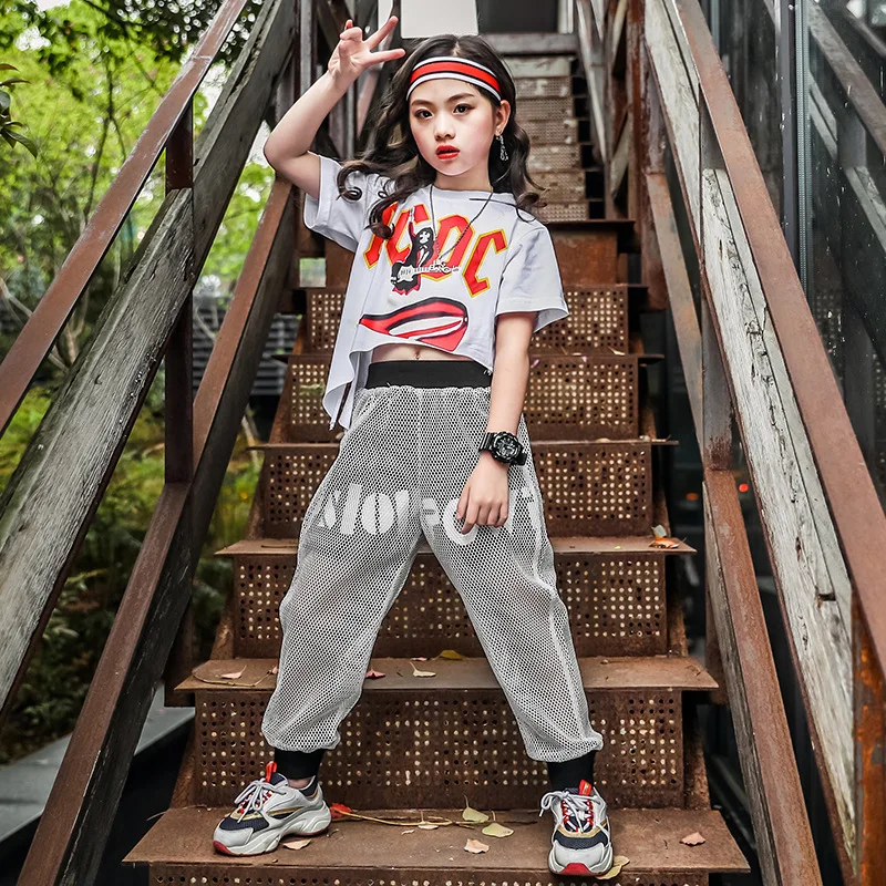 

New Style Girls Jazz Costumes Children Hip Hop Jazz Hip Hop Performance Clothing Summer Leakage Umbilical Dancing Dress Popular