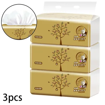 

Natural Wood Pulp 3 Packs 2 Layers Soft Toilet Paper Household Bath Tissues Bathroom Compact Size 188mm*136mm*180 Per Sheet