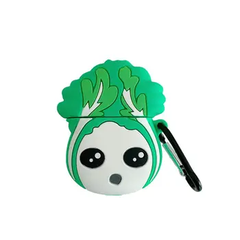 

New Green Cabbage Case Silicone Protective Cover with Carabiner for Airpods 1/2 Kit qyh